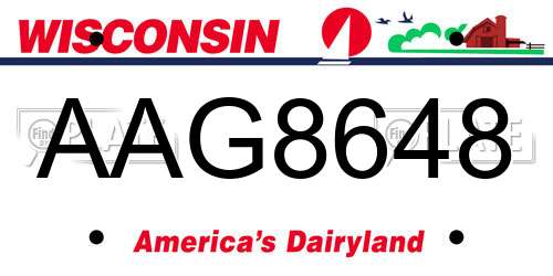 AAG8648 Wisconsin License Plate
