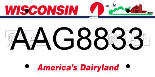 AAG8833 Wisconsin License Plate