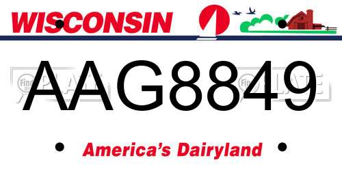 AAG8849 Wisconsin License Plate