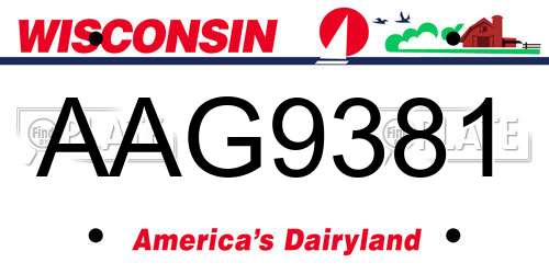 AAG9381 Wisconsin License Plate