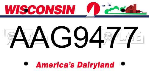 AAG9477 Wisconsin License Plate
