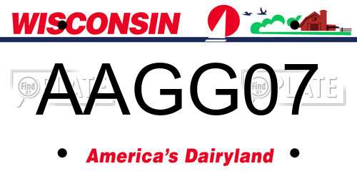 AAGG07 Wisconsin License Plate