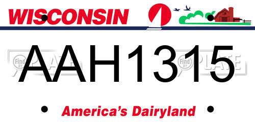 AAH1315 Wisconsin License Plate
