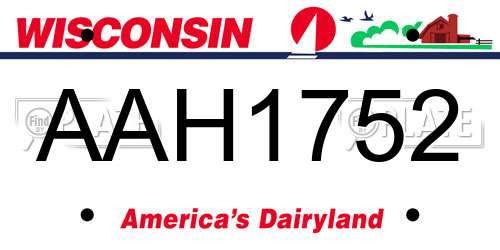 AAH1752 Wisconsin License Plate