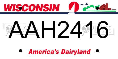 AAH2416 Wisconsin License Plate