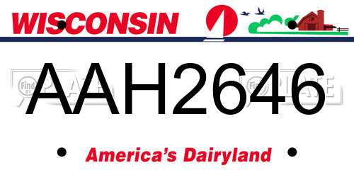 AAH2646 Wisconsin License Plate