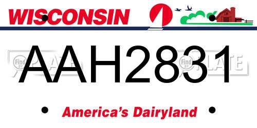 AAH2831 Wisconsin License Plate