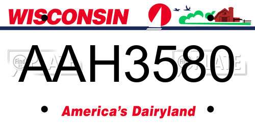 AAH3580 Wisconsin License Plate