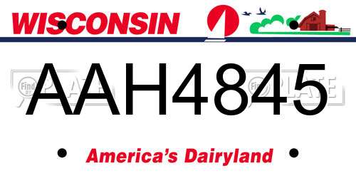 AAH4845 Wisconsin License Plate