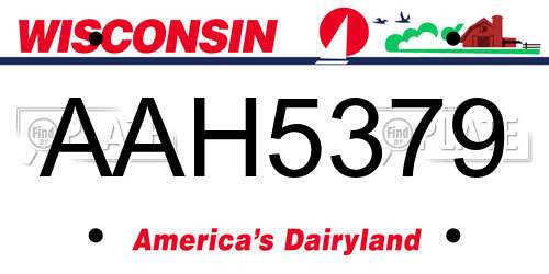 AAH5379 Wisconsin License Plate