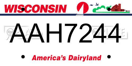 AAH7244 Wisconsin License Plate
