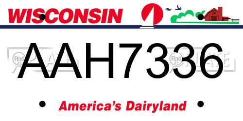AAH7336 Wisconsin License Plate