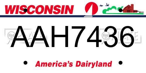AAH7436 Wisconsin License Plate