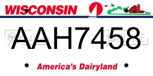 AAH7458 Wisconsin License Plate