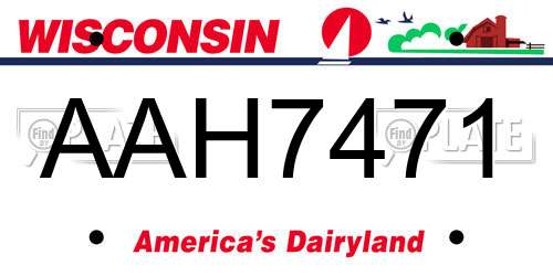 AAH7471 Wisconsin License Plate