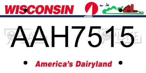 AAH7515 Wisconsin License Plate