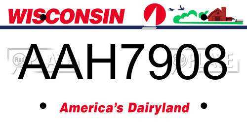 AAH7908 Wisconsin License Plate