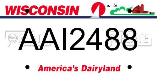 AAI2488 Wisconsin License Plate