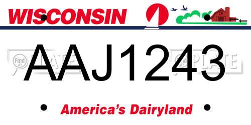 AAJ1243 Wisconsin License Plate