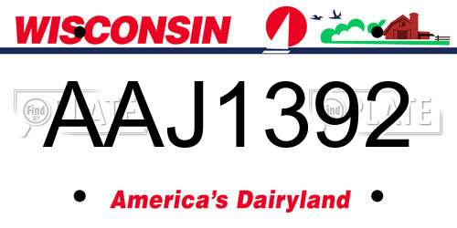 AAJ1392 Wisconsin License Plate