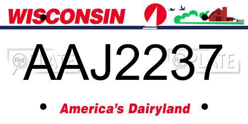 AAJ2237 Wisconsin License Plate