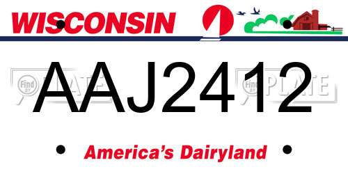 AAJ2412 Wisconsin License Plate