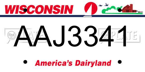 AAJ3341 Wisconsin License Plate