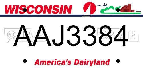 AAJ3384 Wisconsin License Plate