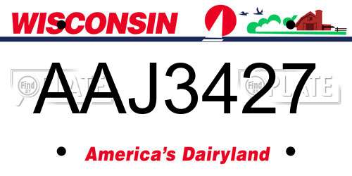AAJ3427 Wisconsin License Plate
