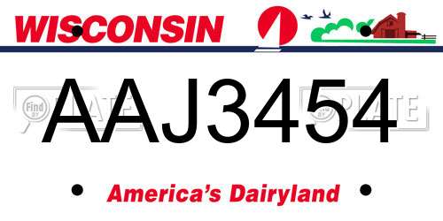 AAJ3454 Wisconsin License Plate