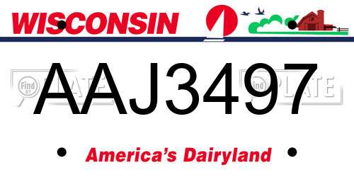 AAJ3497 Wisconsin License Plate