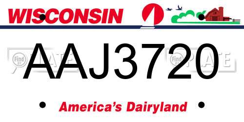 AAJ3720 Wisconsin License Plate