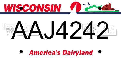 AAJ4242 Wisconsin License Plate