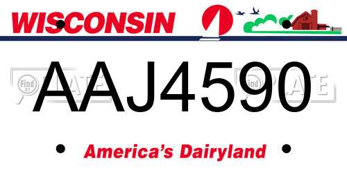 AAJ4590 Wisconsin License Plate