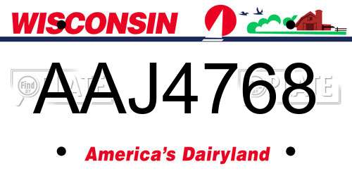 AAJ4768 Wisconsin License Plate