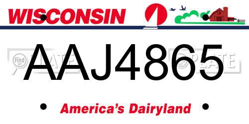AAJ4865 Wisconsin License Plate