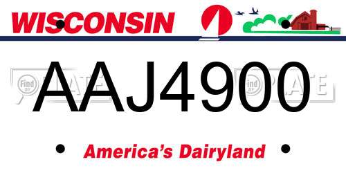 AAJ4900 Wisconsin License Plate
