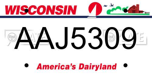 AAJ5309 Wisconsin License Plate