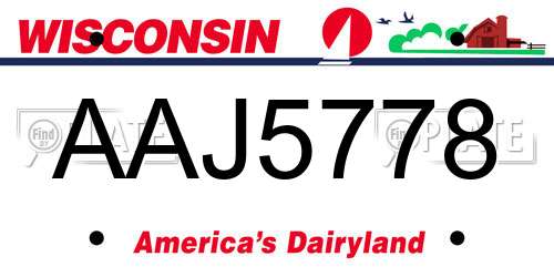 AAJ5778 Wisconsin License Plate