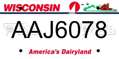 AAJ6078 Wisconsin License Plate