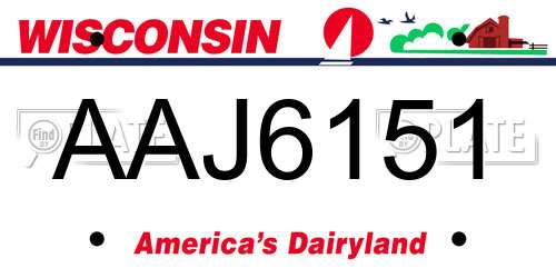 AAJ6151 Wisconsin License Plate