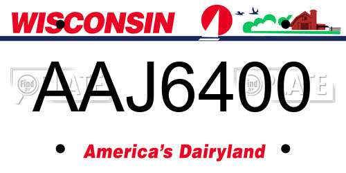 AAJ6400 Wisconsin License Plate