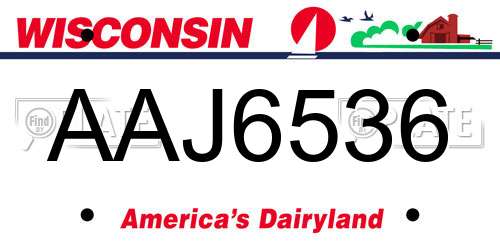 AAJ6536 Wisconsin License Plate