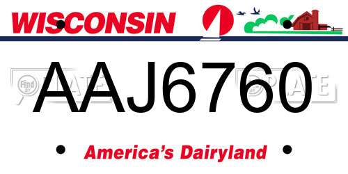 AAJ6760 Wisconsin License Plate