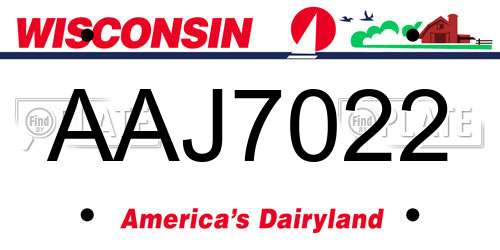 AAJ7022 Wisconsin License Plate