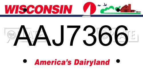 AAJ7366 Wisconsin License Plate