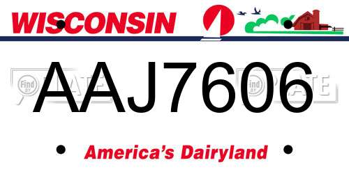 AAJ7606 Wisconsin License Plate