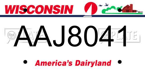 AAJ8041 Wisconsin License Plate