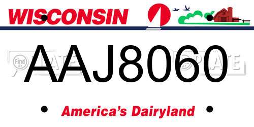 AAJ8060 Wisconsin License Plate