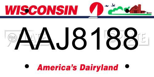 AAJ8188 Wisconsin License Plate